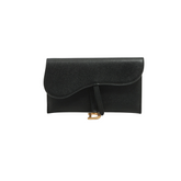 Christian Dior Saddle Leather Chain Wallet Black